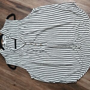 Time and Tru Black and White Striped Sleeveless Blouse